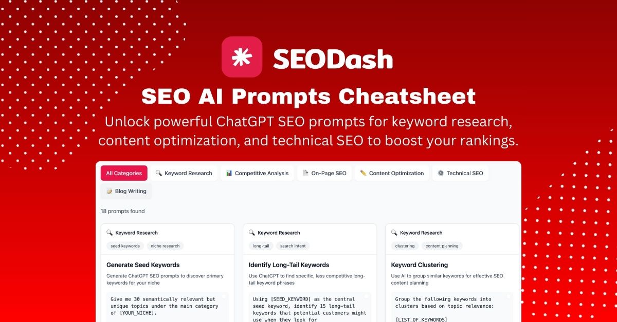 SEO AI Prompts Cheatsheet